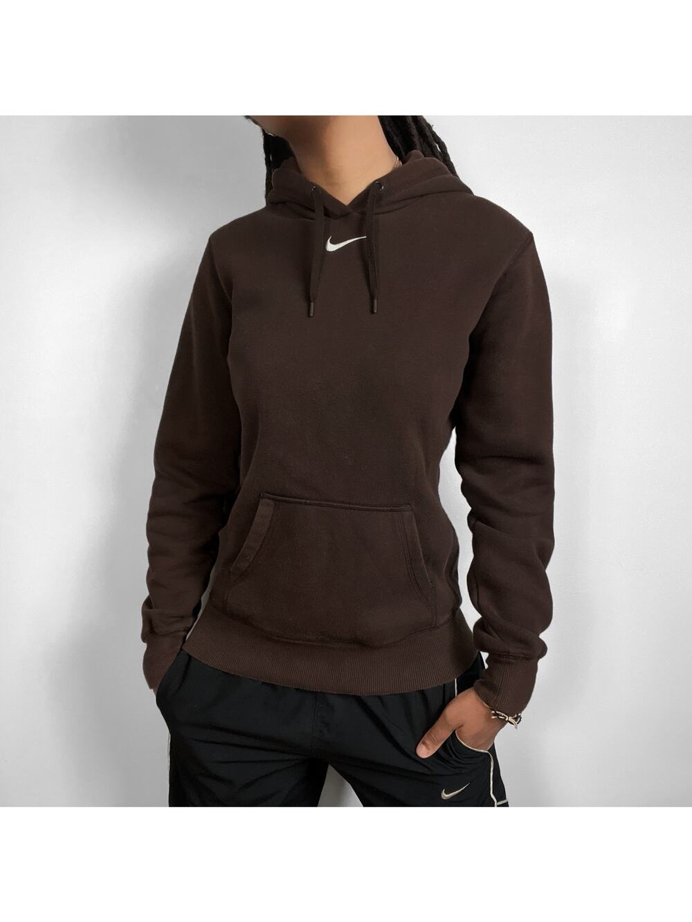 Vintage Y2K Nike Center Swoosh Brown Hoodie Womens Sweatshirt Small